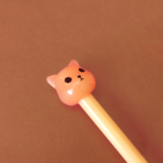 Caneta cabeça gato laranja